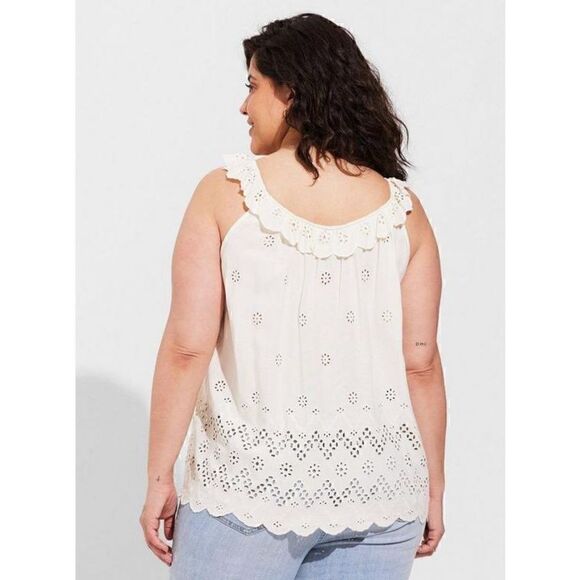 Torrid Eyelet Ruffle Tie Front Tank Top Sz 1 - Picture 4 of 5